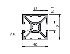 40x40 Profile, Two Sides Closed Parallel