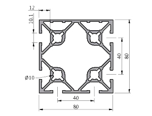 80x80 Profile, One Side Closed