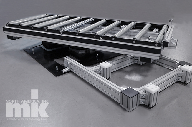 A custom rotating roller conveyor